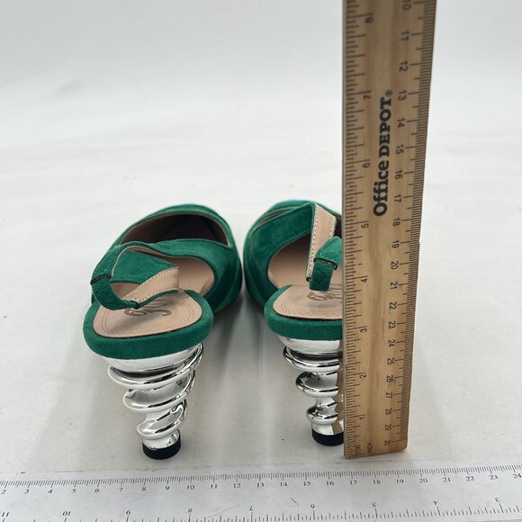 FOWT Women Rainbow Color Stripes Strange Spiral High Heel Pumps Slip On Pointed - Picture 5 of 8